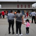 Photo: teachers and volunteers patular for the presence of ice