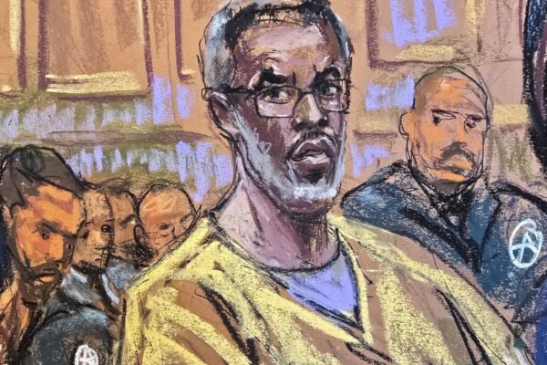 Photo: Sean "Diddy" Com combs listening when lawyer Alexandra Shapiro (not seen) argues during a hearing in a court room in New York, USA, on September 25, 2025, in this sketch of the Court.