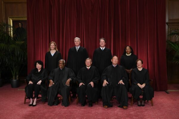Photo: The judges of the Supreme Court pose for their official photo in the Supreme Court of Washington, DC, on October 7, 2022.